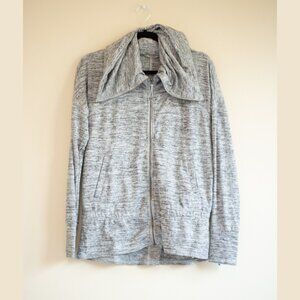 Athleta Kick Back Full Zip Cowl Neck Gray Long Sleeve Jacket Size Small